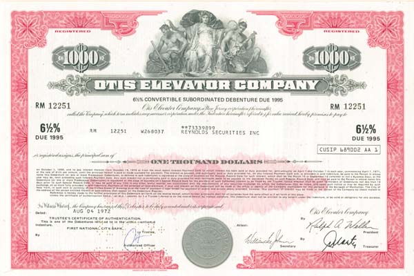 Otis Elevator Co. - $1,000 Bond